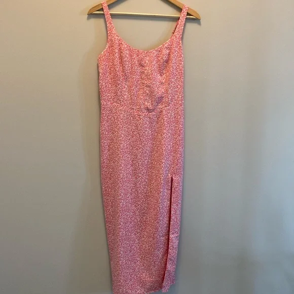 Abercrombie & Fitch Pink Dainty Floral Corset Midi Dress - Picture 1 of 7